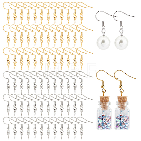 80Pcs 2 Colors 304 Stainless Steel Earring Hooks STAS-UN0051-94-1
