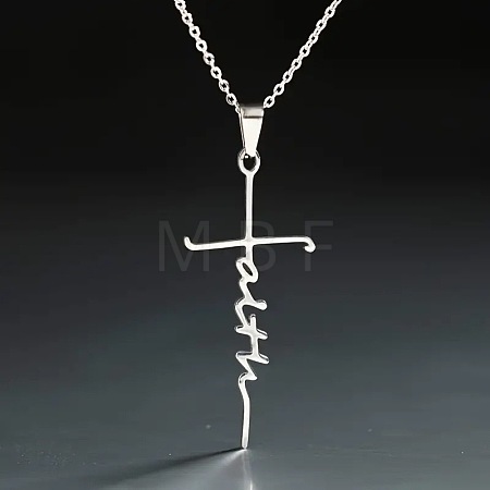 Faith Cross Alloy Pendant Necklaces for Women Men WG8C2EA-02-1