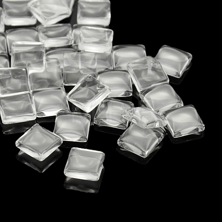 Transparent Glass Square Cabochons GGLA-A001-8mm-1