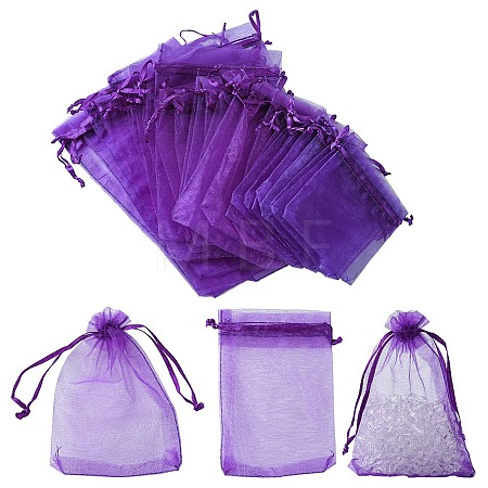30Pcs 4 Styles Rectangle Organza Bags Jewellery Storage Pouches Wedding Favour Party Mesh Drawstring Gift OP-FS0001-01E-1