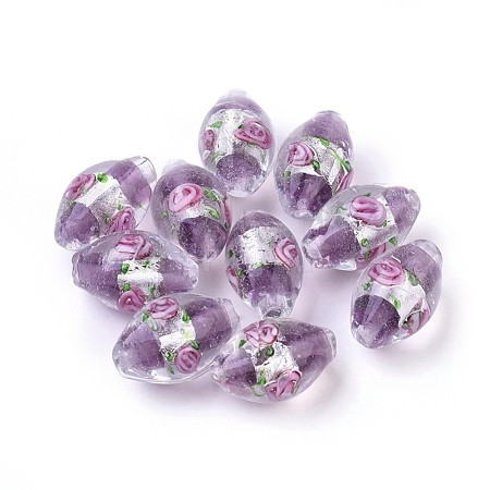 Handmade Silver Foil Glass Lampwork Beads X-LAMP-Q030-02D-1