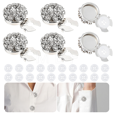 6Pcs Brass Rhinestone Cufflinks FIND-NB0007-40P-1