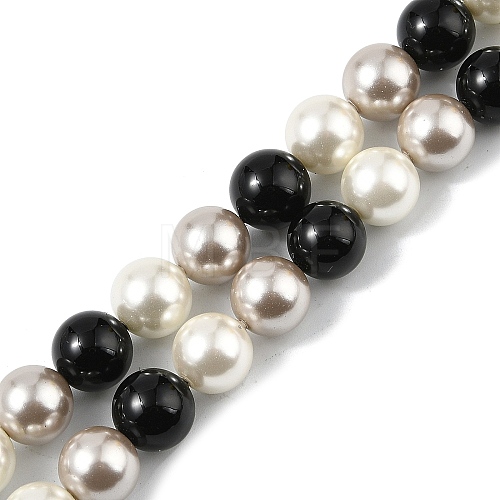 Round Shell Pearl Beads Strands BSHE-XCP0001-15-1