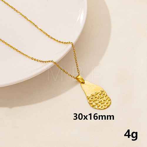 Stylish Stainless Steel Geometric Teardrop Pendant Necklace for Women PD6789-8-1