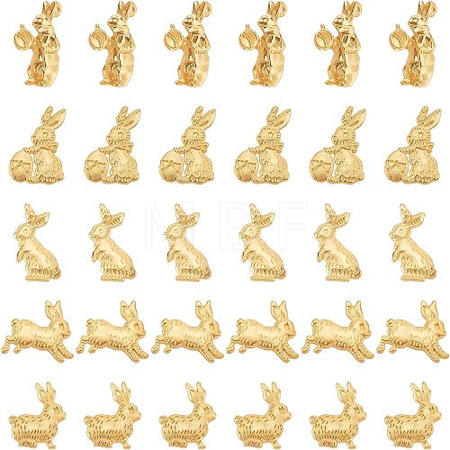Olycraft 60Pcs 5 Style Easter Theme Rabbit Alloy Small Handmade Cabochons FIND-OC0001-50-1