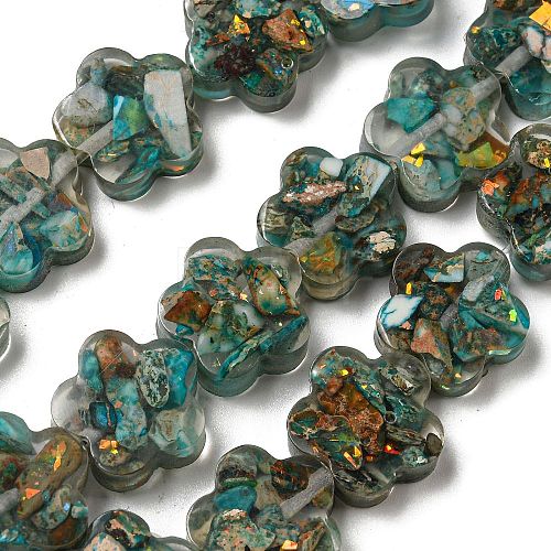 Dyed Natural Imperial Jasper with Resin Beads Strands G-G083-G01-01-1