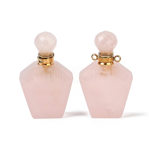 Natural Rose Quartz Openable Perfume Bottle Pendants G-I381-02G-04-1