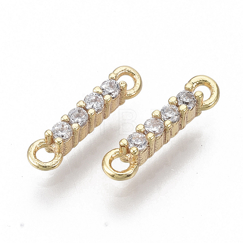 Brass Micro Pave Cubic Zirconia Links connectors X-KK-S348-481-NF-1