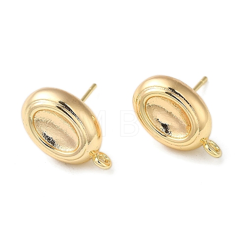 Brass Stud Earring Finding with Loops KK-C042-06G-1