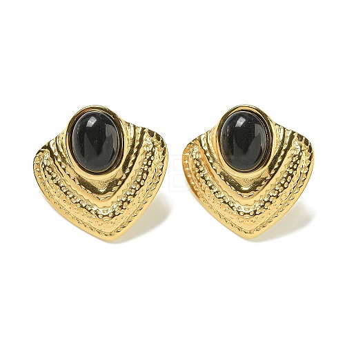 Cat Eye Stud Earrings EJEW-G400-60G-02-1