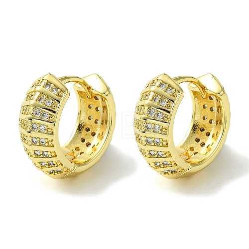 Brass with Cubic Zirconia Hoop Earrings EJEW-K267-09G-1