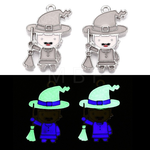 Halloween Theme Rack Plating Luminous Alloy Enamel Pendants ENAM-N056-234P-1