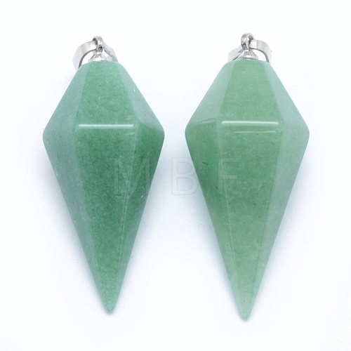 Natural Green Aventurine Pointed Pendants KK-E757-F-02P-1