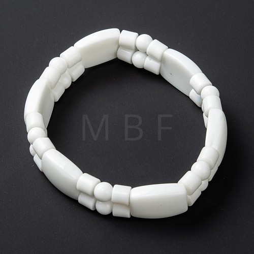 Opaque Glass Beads Stretch Bracelets BJEW-I296-03-1