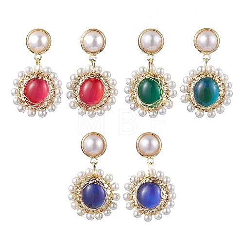 3Pairs 3 Colors Changing Color Mood Stud Earring EJEW-TA00480-1