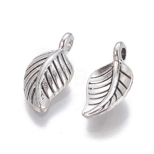 Tibetan Style Alloy Leaf Pendants TIBEP-1011-AS-LF-1