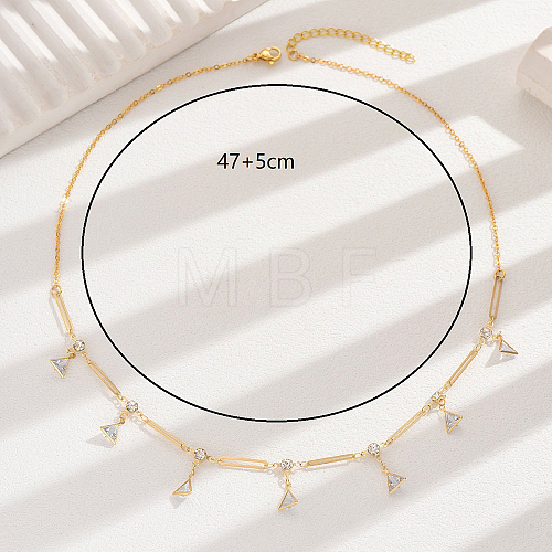 Unique Brass Triangle Tassel Pendant Necklaces for Women SM3705-1