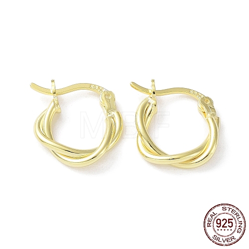 925 Sterling Silver Hoop Earrings EJEW-K258-15A-G-1