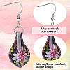 4 Pairs 4 Colors Bling Flower Inner Glass Teardrop Dangle Earrings EJEW-FI0001-06-3