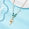 Brass Pave Cubic Zirconia Evil Eye Heart Pendant 304 Stainless Steel Satellite Chain Necklaces for Women NJEW-JN05803-02-1