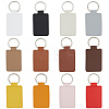 CutHollow 12Pcs 12 Colors Rectangle Imitation Leather Pendant Keychain KEYC-CL0001-12-1