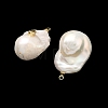 Brass & Pearl Micro Pave Cubic Zirconia Pendants KK-H259-13B-G01-2