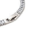 Brass Pave Clear Cubic Zirconia Rectangle Link Bracelets BJEW-B094-11A-P-3