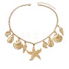 Bohemian Summer Beach Zinc Alloy Starfish Shell Shape Pendant Bib Necklaces for Women WGA7543-02-3
