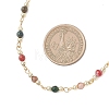Faceted Natural Indian Agate Round Beads & 304 Stainless Steel Tiny Cross Handmade Link Chain Necklaces NJEW-JN05842-03-3
