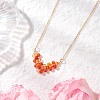 3Pcs 3 Styles Natural Green Aventurine & Amethyst & Carnelian Faceted Round Beaded Arrow Pendant Brass Cable Chain Necklaces NJEW-TA00207-4