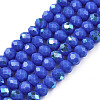 Electroplate Opaque Solid Color Glass Beads Strands EGLA-A044-P6mm-L32-1
