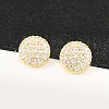 Brass Micro Pave Clear Cubic Zirconia Stud Earrings EJEW-F405-06G-1