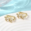 Leaf Brass Micro Pave Clear Cubic Zirconia Hoop Earrings EJEW-H180-29G-3
