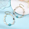 2Pcs Natural Sea Shell & Synthetical Turquoise Beaded Bracelets for Women BJEW-JB13838-1