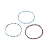 3Pcs 3 Style Natural Lapis Lazuli & Glass Seed Beaded Stretch Bracelets Set for Women BJEW-JB09171-01-4