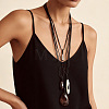 Resin Geometric Teardrop Pendant Adjustable PU Leather Cord Multi Layered Necklaces for Women WG071BF-01-2