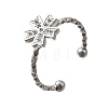 Flower 304 Stainless Steel Adjustable Cuff Ring Rhinestone Settings STAS-H237-02G-P-1
