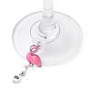 Flamingo Alloy Enamel Wine Glass Charms AJEW-JO00222-3
