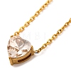 Ion Plating(IP) 304 Stainless Steel Pave Cubic Zirconia Heart Pendant Cable Chain Necklaces for Women NJEW-G142-07G-01-1