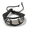 PU Leather & Waxed Cords Triple Layer Multi-strand Bracelets BJEW-F468-09-2