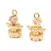 Brass Micro Pave Cubic Zirconia Charms KK-C155-17G-02-2