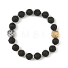 8.5MM Natural Lava Rock Round Beaded Stretch Bracelets BJEW-JB14293-3