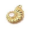 304 Stainless Steel Pave Natural White Shell Pendants STAS-C122-21C-02G-2