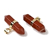 Natural Red Jasper Double Terminal Pointed Pendants G-NH0001-15G-09-2