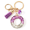 Alloy Resin Heart Keychains KEYC-TADJ0002-01G-O-2