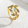 304 Stainless Steel with Natural Shell Cuff Open Rings for Women FS-WGDE0C4-01-3