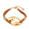 Velvet Cord & 304 Stainless Steel Charms Bracelets BJEW-H638-04G-2