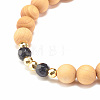 Natural Wood & Gemstone Beaded Stretch Bracelet BJEW-JB07820-6