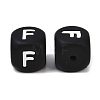 20Pcs Black Cube Letter Silicone Beads 12x12x12mm Square Dice Alphabet Beads with 2mm Hole Spacer Loose Letter Beads for Bracelet Necklace Jewelry Making JX433F-3