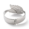 Leaf Alloy Cuff Bangles BJEW-C058-06P-3